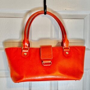 Kate Spade Vintage Orange glazed leather tote EUC